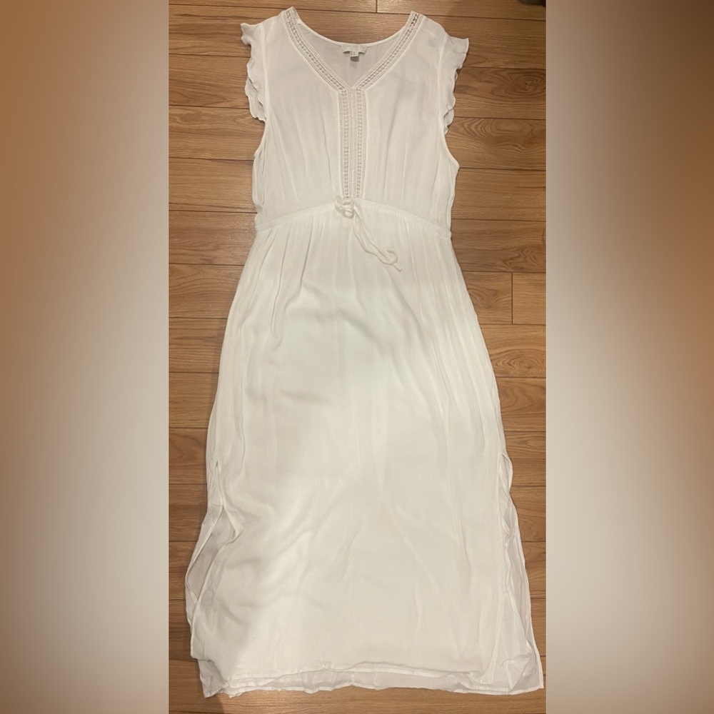 Forever 21 3X White long Dress Ruffle sleeveless boho